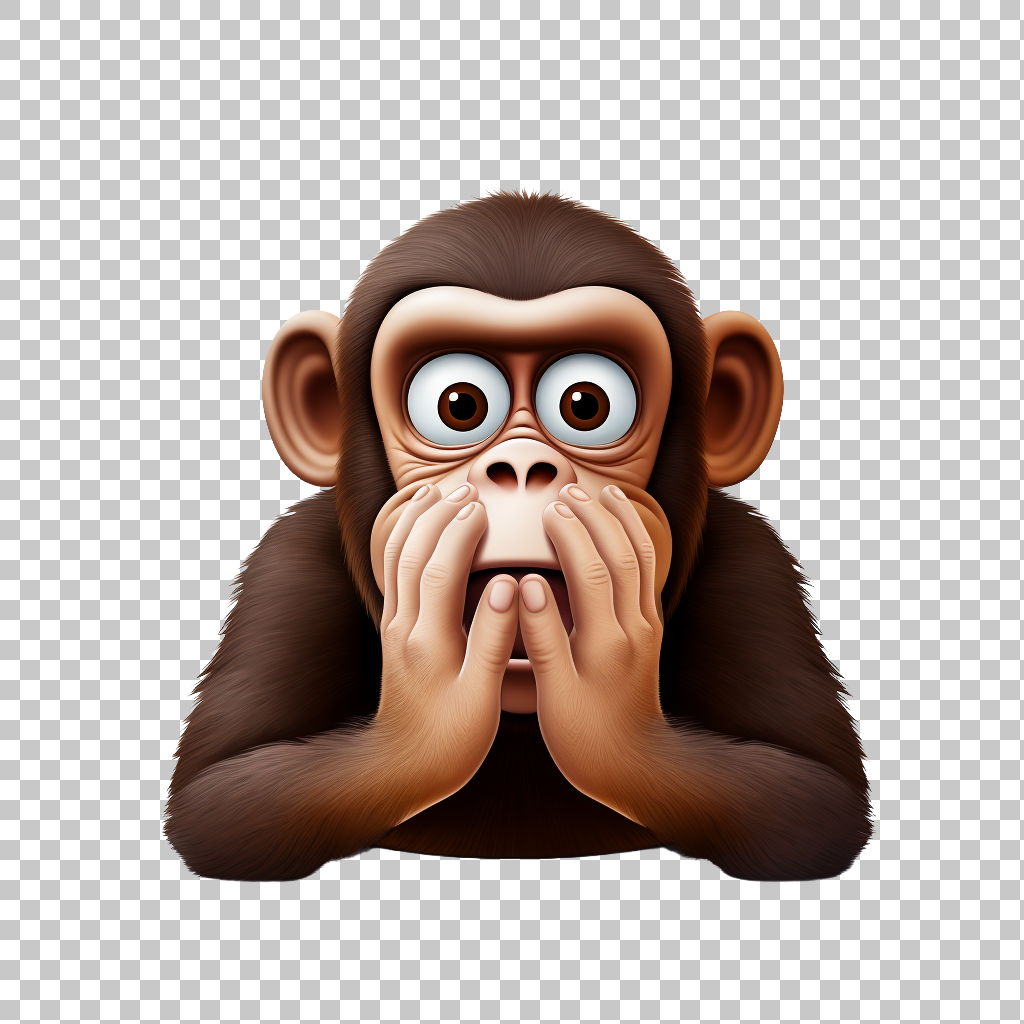 Muted Monkey Emoji Face PNG, Voiceless Monkey Symbol, Speechless Expression Clipart