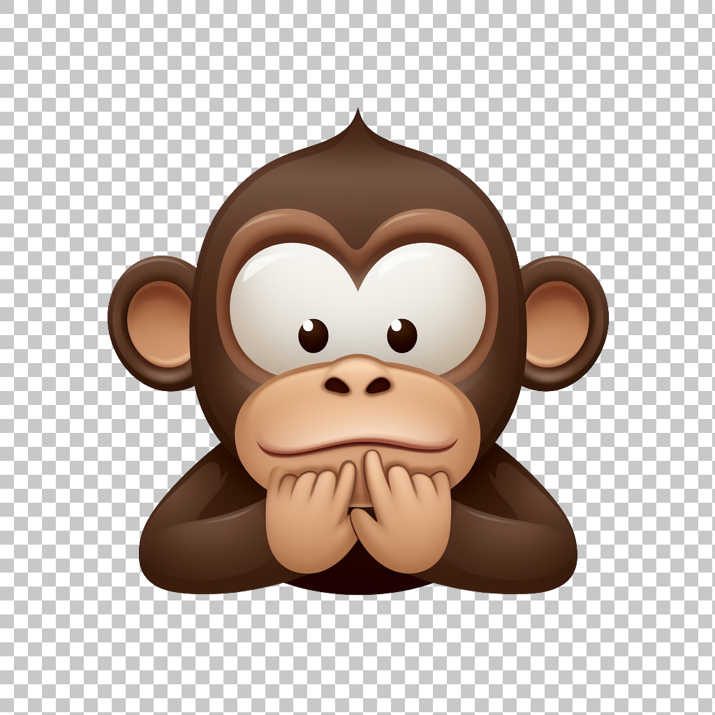 Soundless Monkey Emoticon Transparent Image, Quiet Expression Symbol, Hushed Clipart