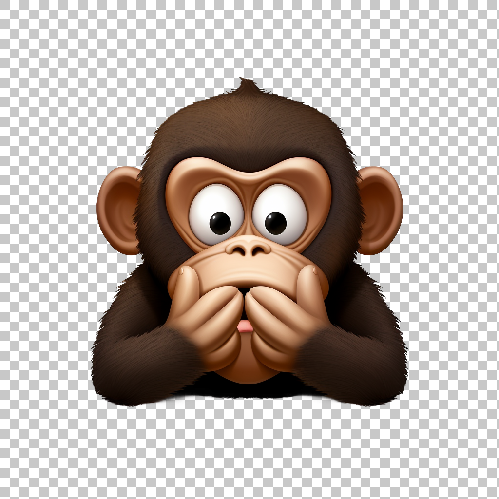 Mute Monkey Emoji Face PNG, Quiet Monkey Symbol, Voiceless Expression Clipart
