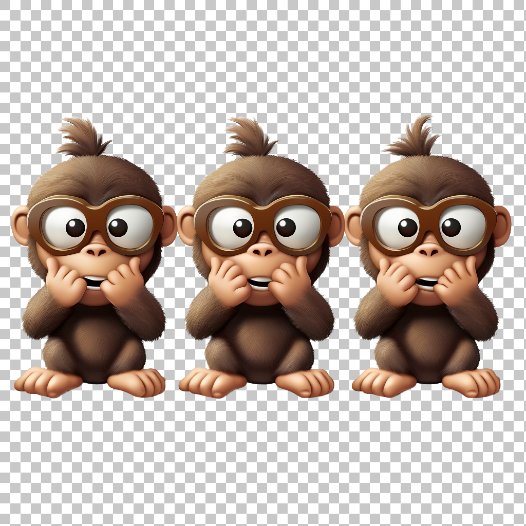 See No Evil Monkey Emoji, Cartoon Ape Emoticon, Digital Illustration, Funny Animal