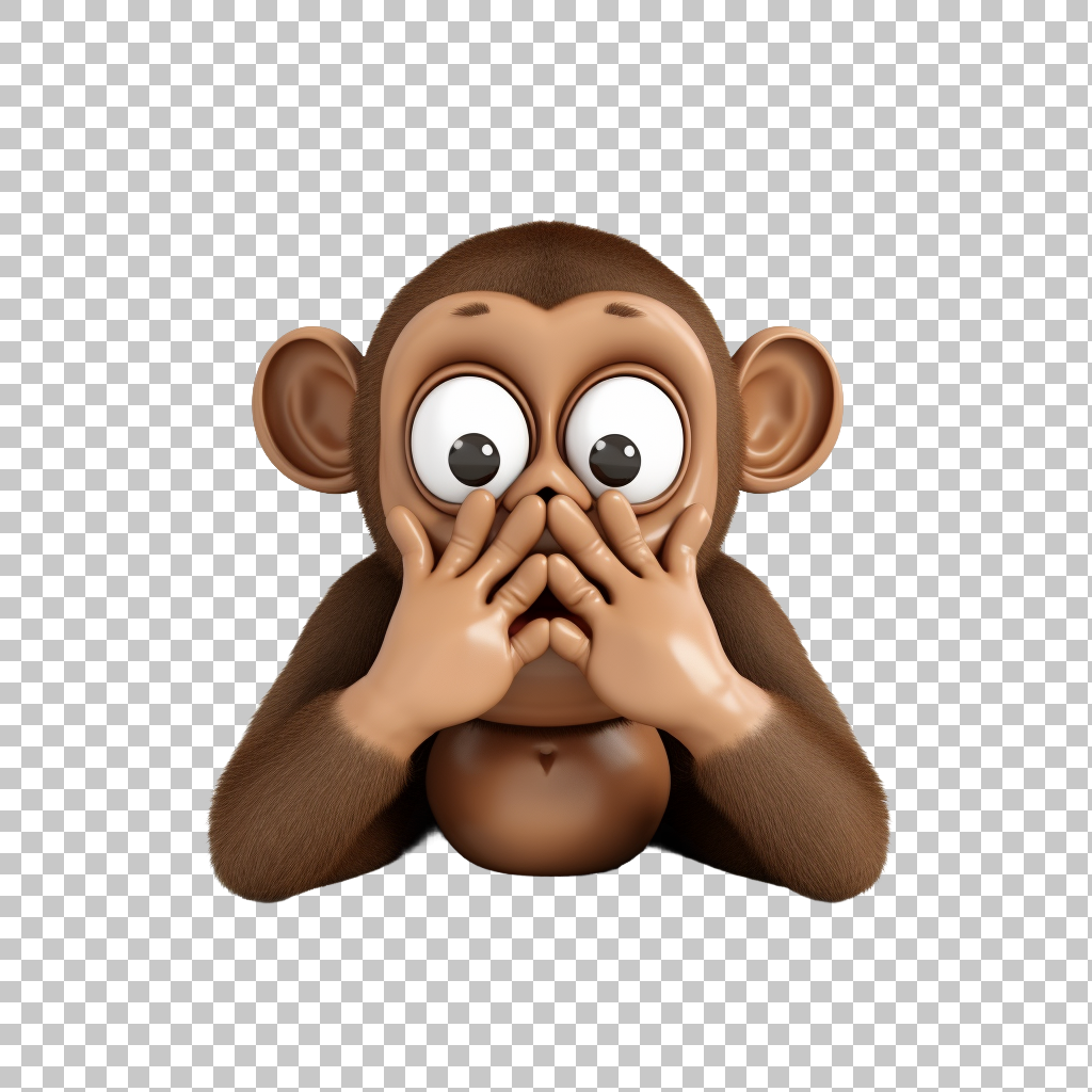 See No Evil Monkey Emoji, Three Wise Monkeys, Animal Gesture, Primate Expression