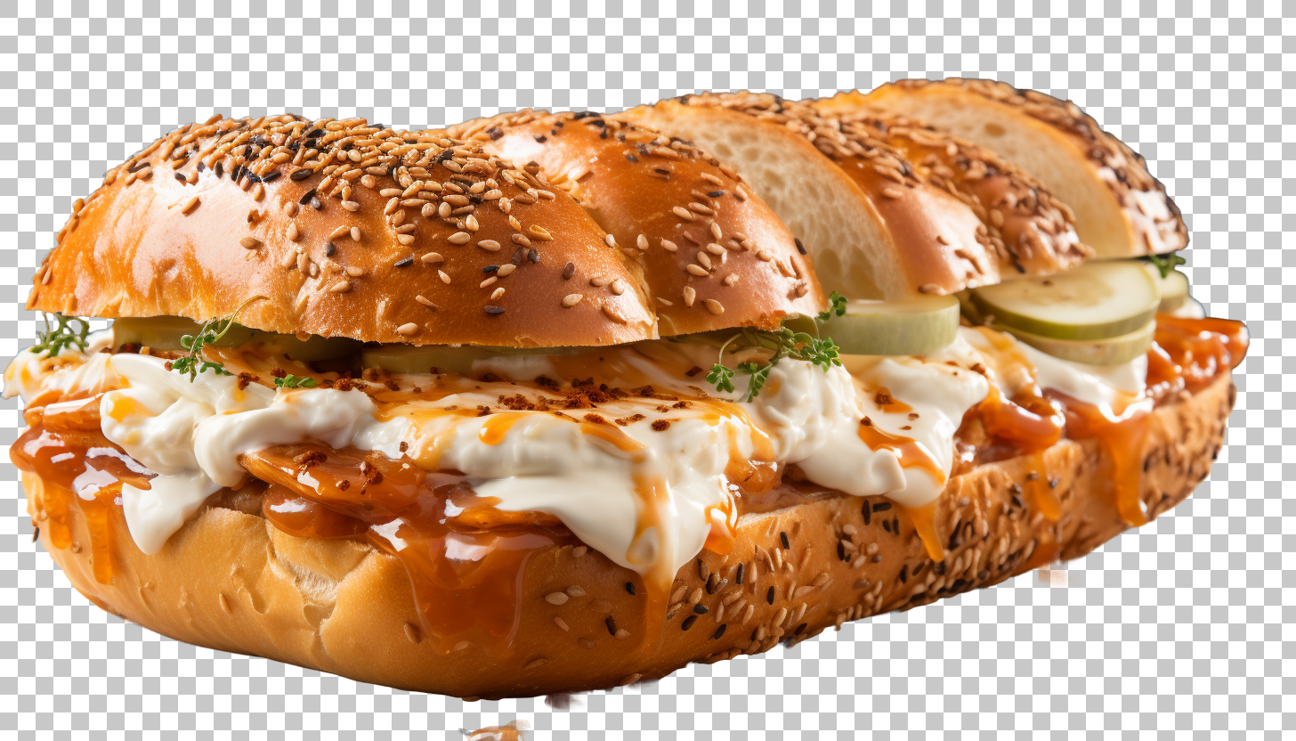 Bagel Cream Cheese Breakfast png, Morning Delight Image