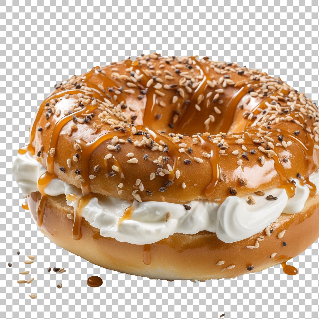 Bagel Breakfast Cream PNG for a Nutritious Morning, Bakery Food