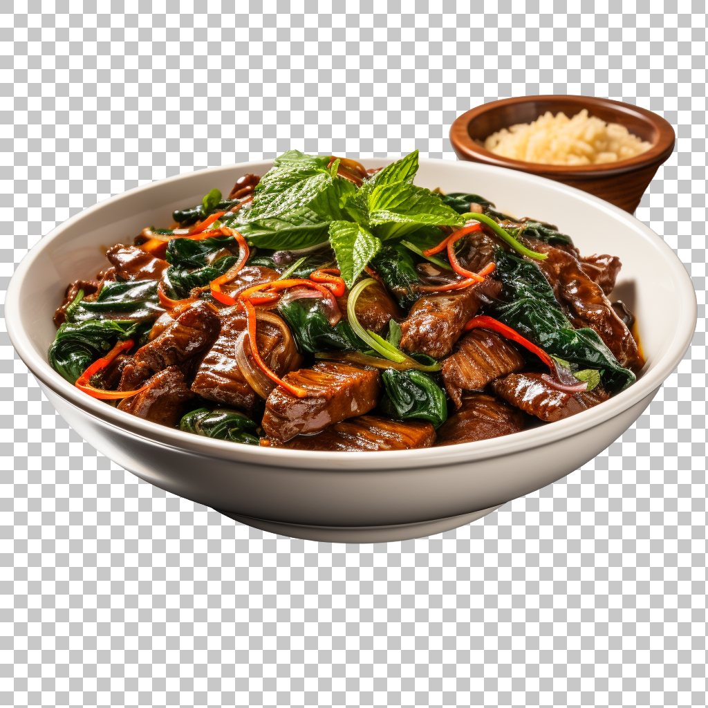 Beef Pad Krapow png, Thai Spicy Sensation, Authentic Flavors