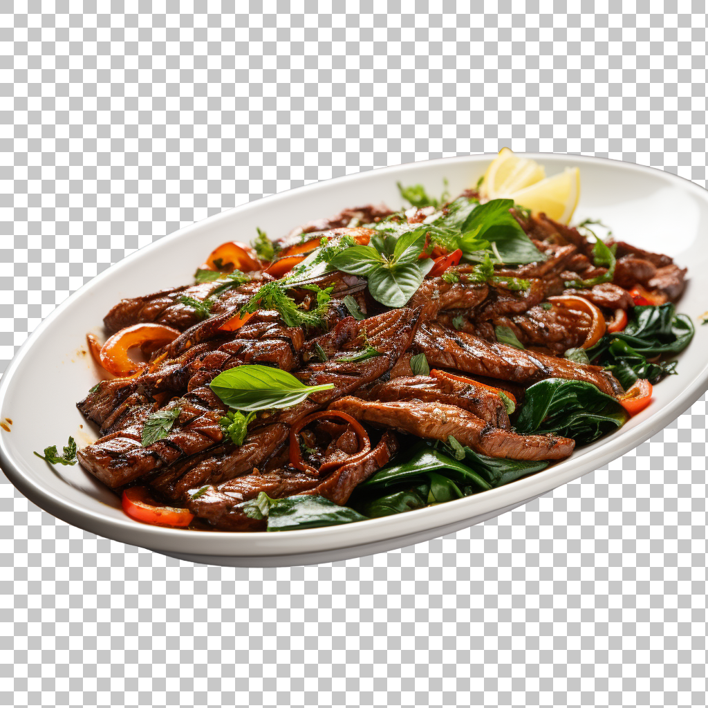 Beef Pad Krapow png, Sizzling Thai Dish, Spicy Temptation
