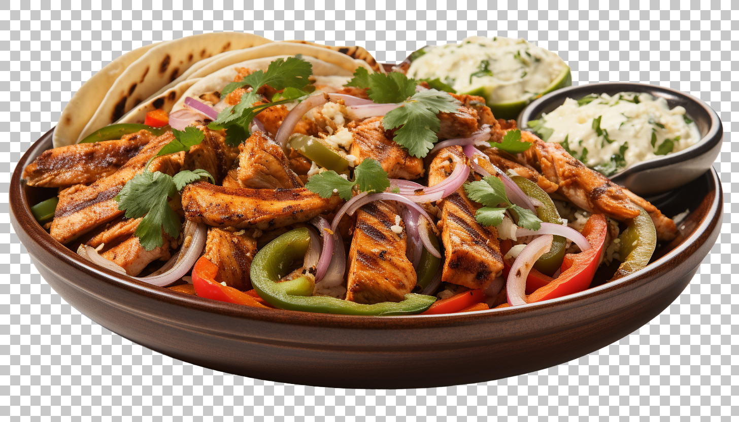 Authentic Chicken Fajitas Dish png, Mexican Restaurant, Savory Flavor
