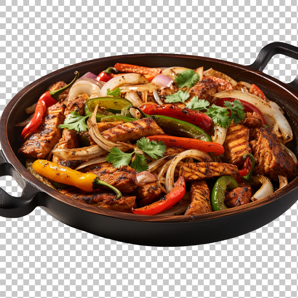 Chicken Fajitas Mexican Sizzling Peppers png Images, Latin American Food, Tasty Meal
