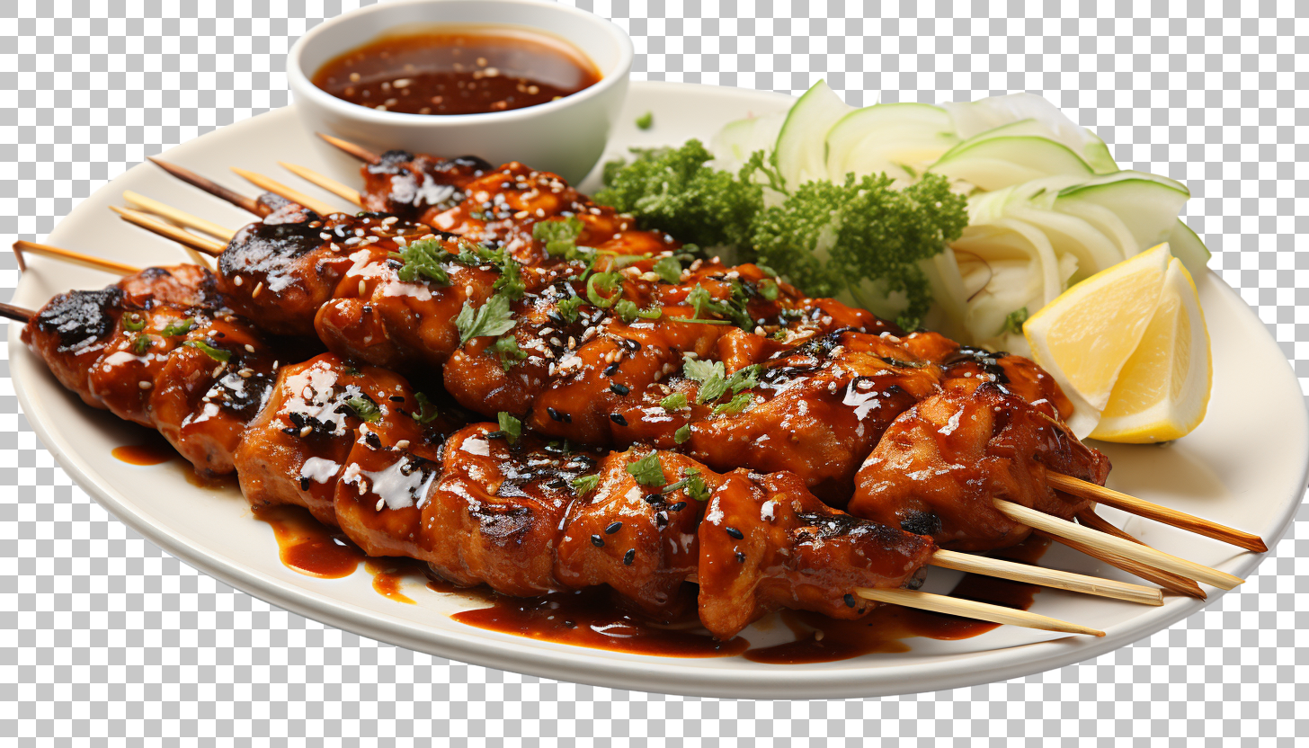 Chicken Satay Asian Skewered Peanut Sauce Food Recipe png Thai Spice