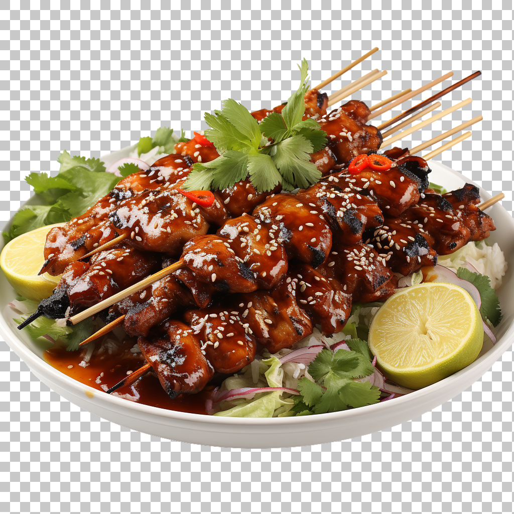Chicken Satay Asian Skewered Peanut Sauce Food Clipart png, Asian Cuisine, Savory Delight