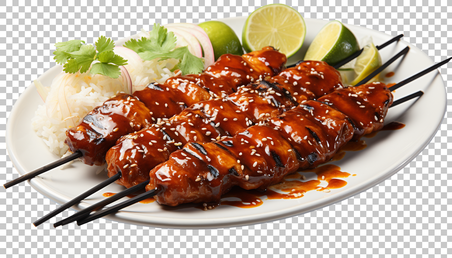 Chicken Satay Asian Skewered Peanut Sauce Food png, Asian Dish, Homemade Recipe