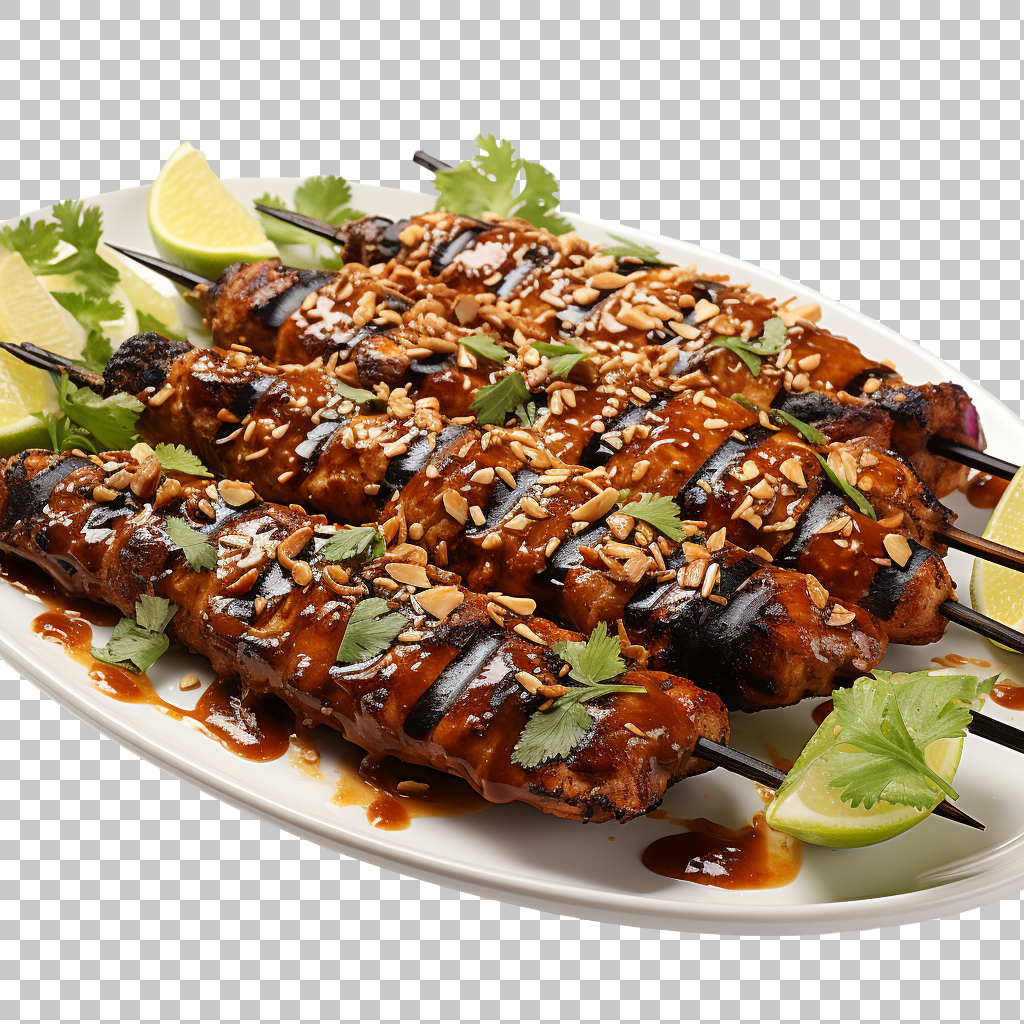 Chicken Satay Asian Skewered Peanut Sauce Food Recipe png Thai Spice