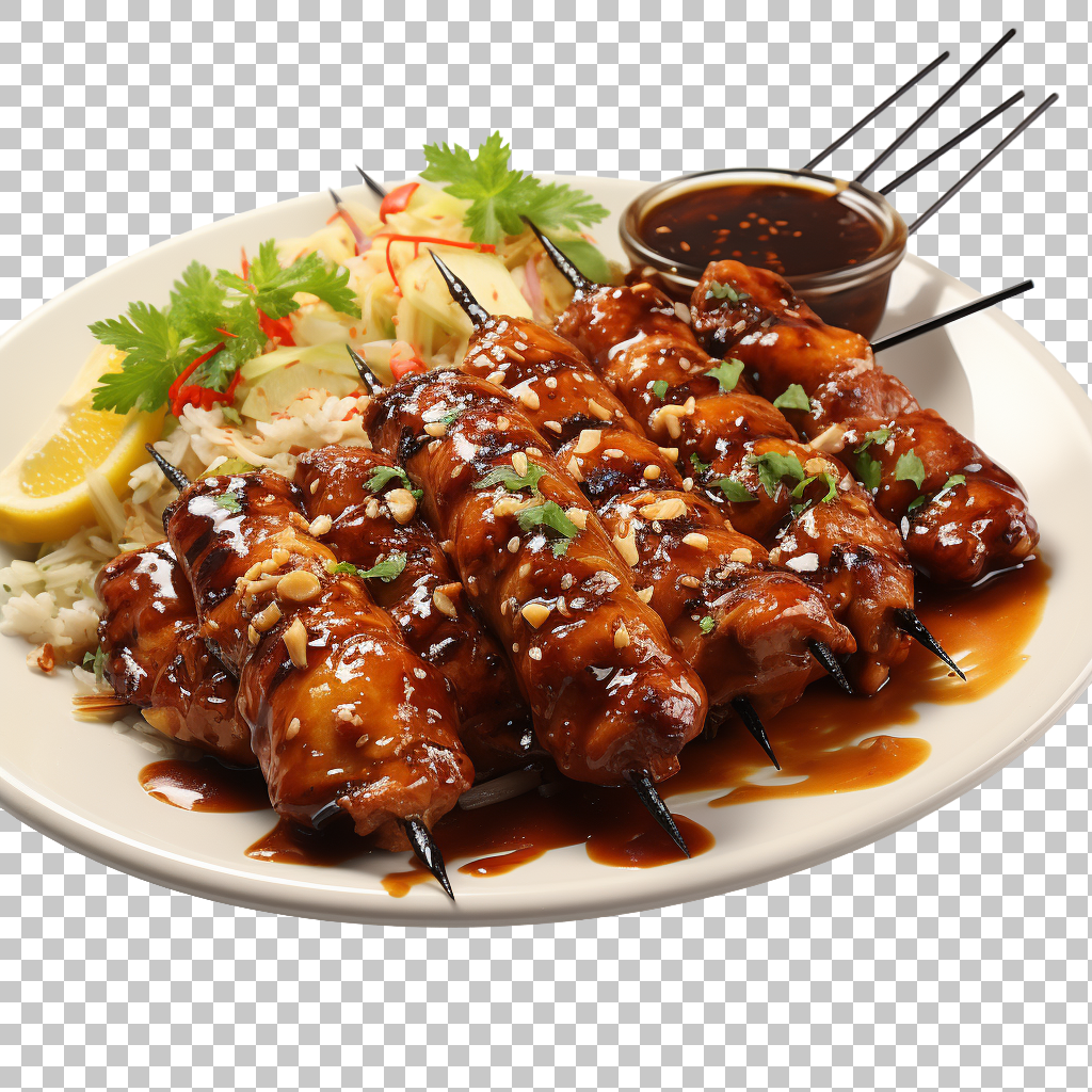 Chicken Satay Asian Skewered Peanut Sauce Food Recipe png Thai Spice