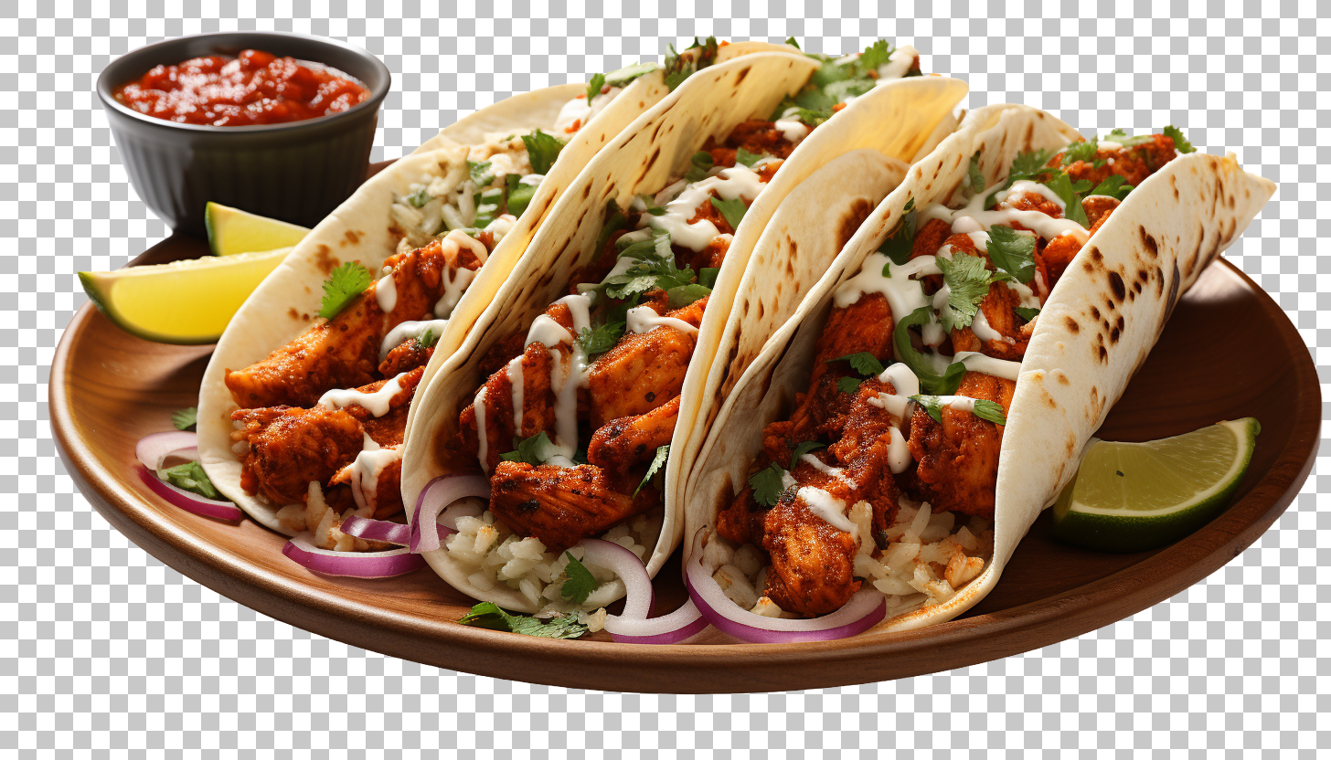 Authentic Chicken Tacos Dish png, Mexican Restaurant, Classic Flavor