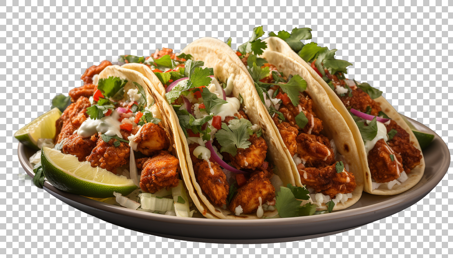 Chicken Tacos Mexican png, Tex-Mex Cuisine, Flavorful Dish