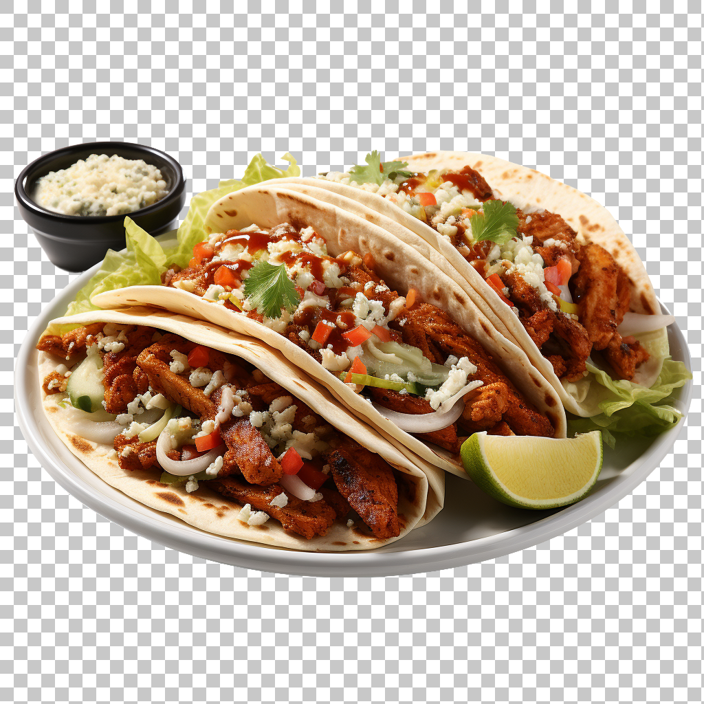 Authentic Chicken Tacos Mexican Seasoned Meat Dish png, Mexican Restaurant, Classic Flavor