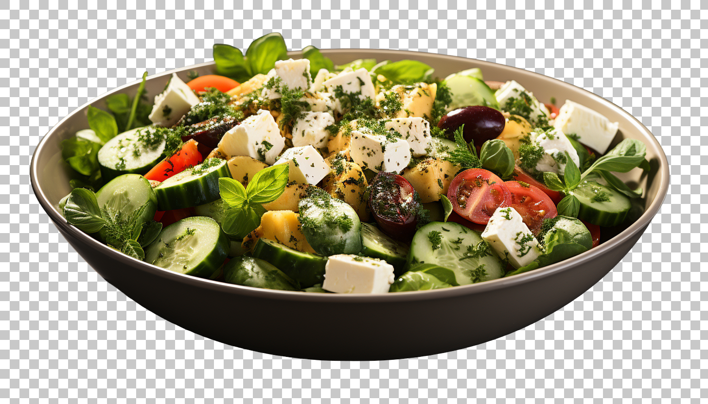 Authentic Greek Salad Dish png, Mediterranean Recipe, Classic Flavor