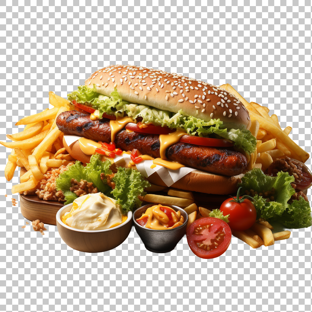 Hot Dog Sausage Bun Condiments Fast Food Artwork png, Homemade Cooking, Comfort Snack