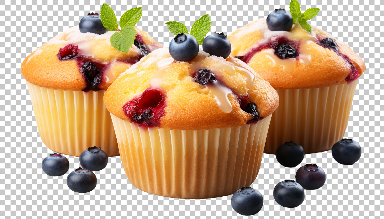Muffin Breakfast Blueberry Baked Food Design png, Baking Tradition, Homemade Flavor