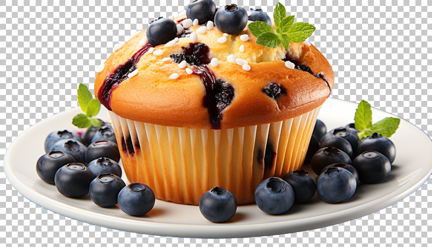 High-Quality Muffin Transparent png, Blueberry Flavor, Freshly Baked Goodness
