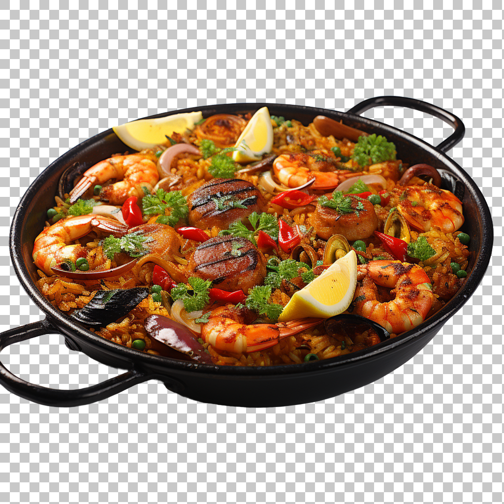 Paella Spanish Saffron Rice png Images, Homemade Cooking, Flavorful Dish