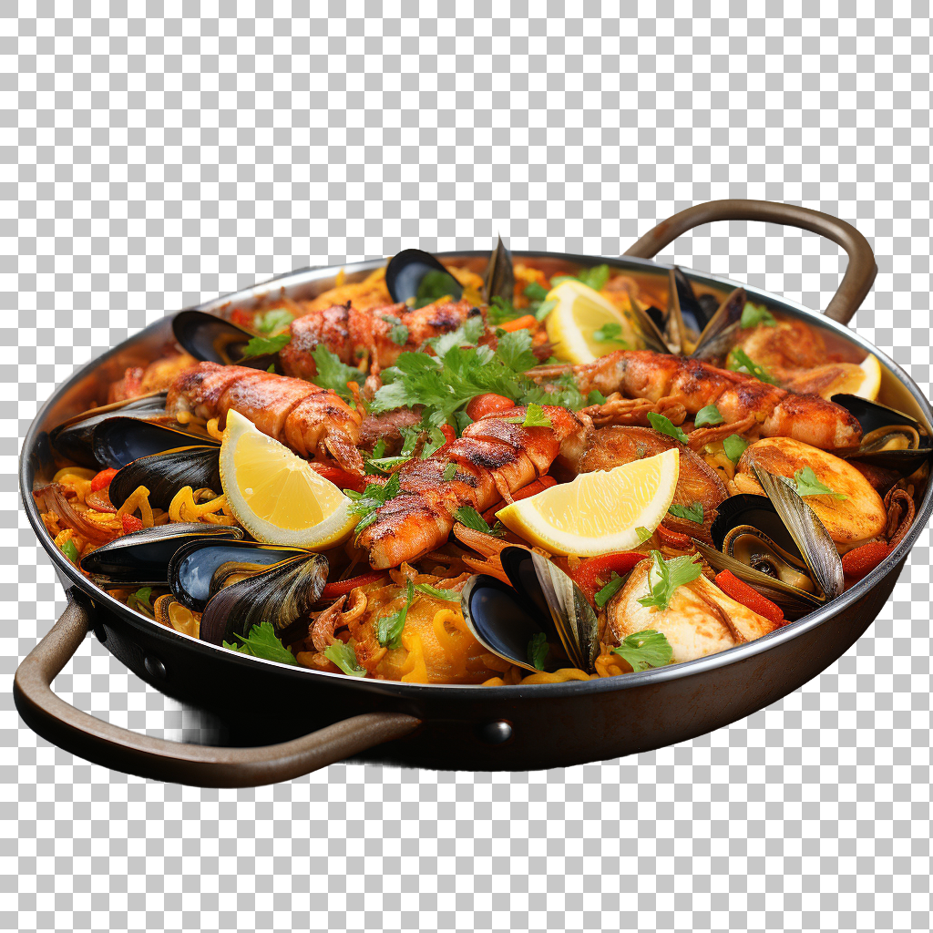Authentic Paella Dish png, Spanish Recipe, Classic Flavor
