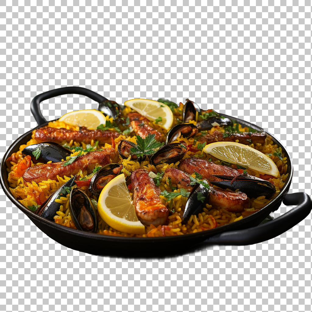 Paella Spanish Saffron Rice png Recipe, Traditional Delicacy, Family Favorite