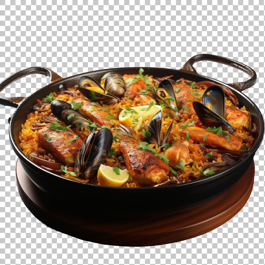 Paella Spanish Saffron Rice png Clipart, Spanish Cuisine, Flavorful Delight