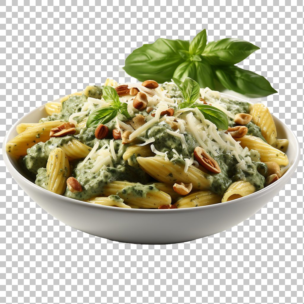 igh-Quality Pesto Pasta Transparent png, Basil Pine Nuts Sauce, Homemade Favorite