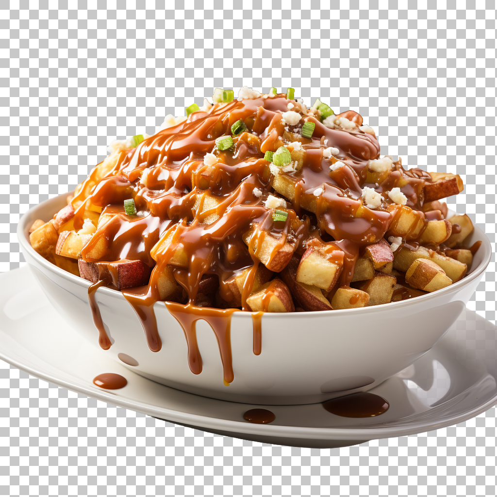 Authentic poutine Canadian fries cheese curds gravy food png, iconic Canadian dish, delicious comfort food