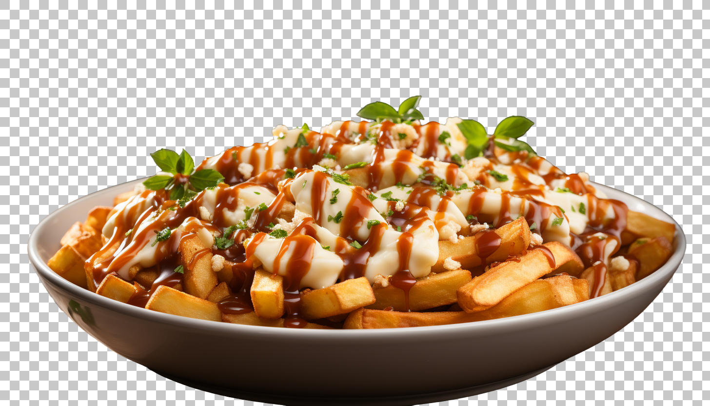 High-quality poutine fries png, Canadian comfort food, savory gravy