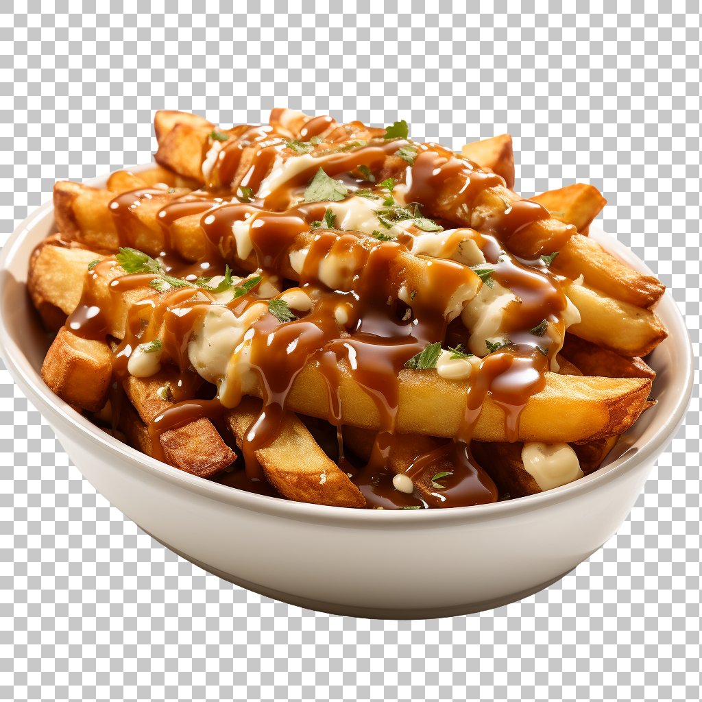 Poutine Canadian fries cheese curds gravy food png images, iconic Canadian cuisine, tasty comfort food