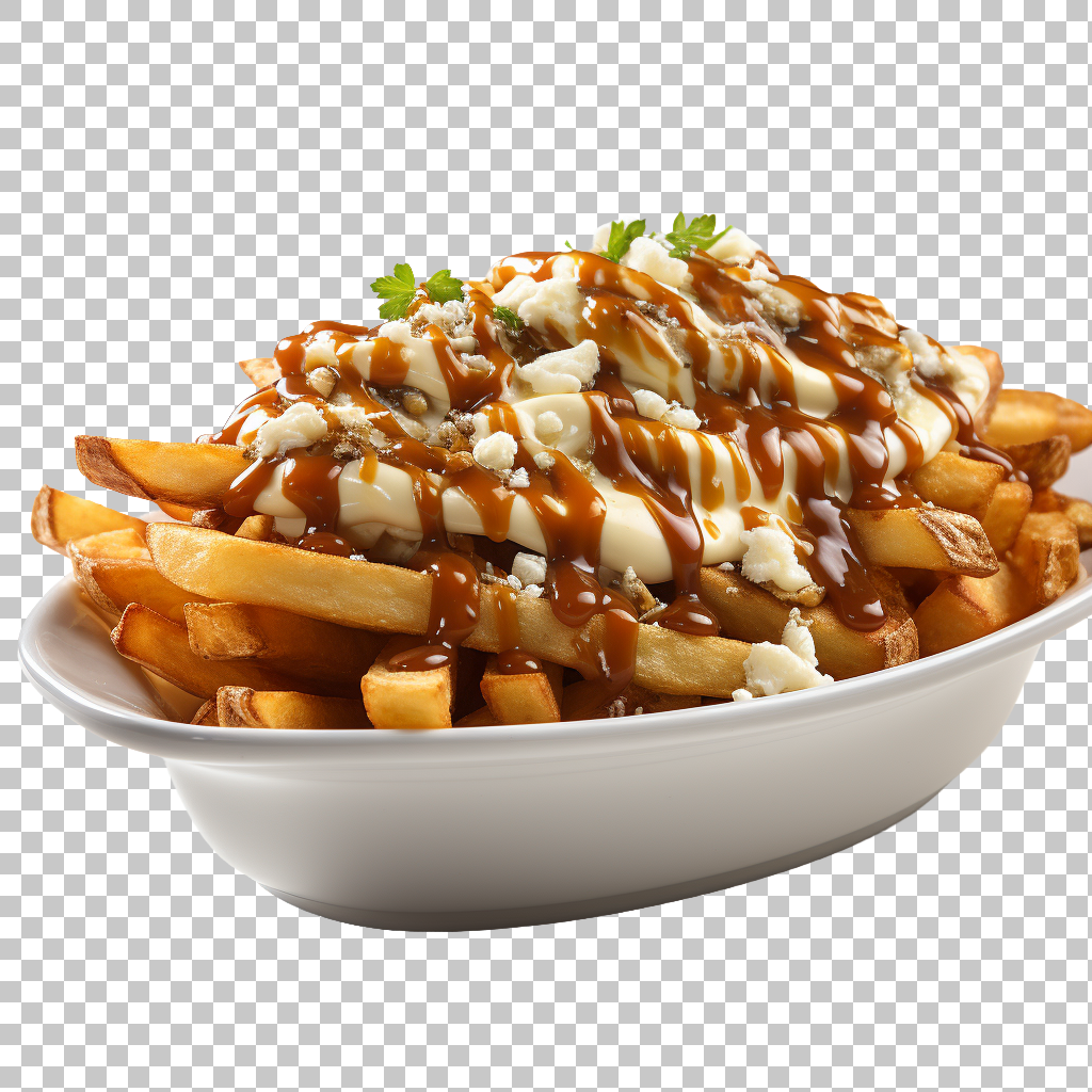 Poutine Canadian fries cheese curds gravy food png, classic Canadian dish, delicious comfort food