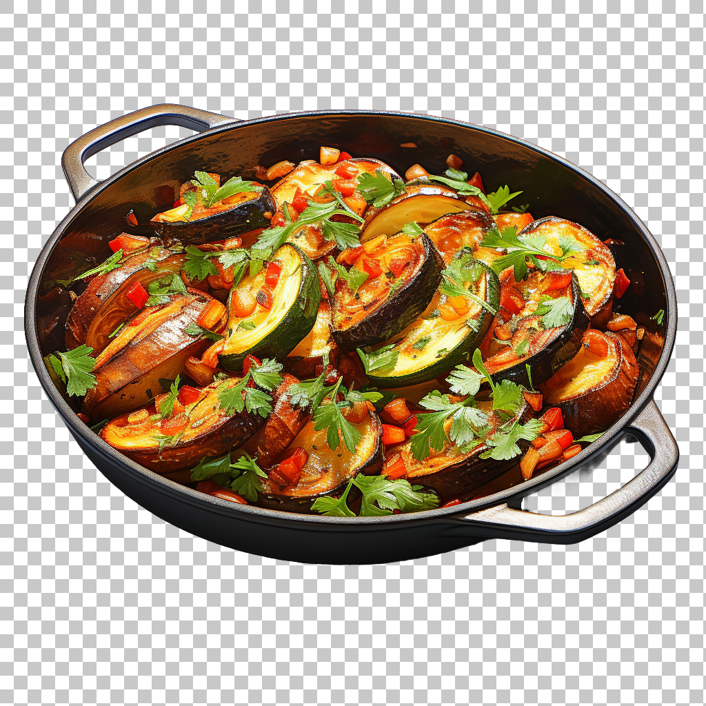 Authentic ratatouille clipart png, French culinary masterpiece, hearty vegetable stew
