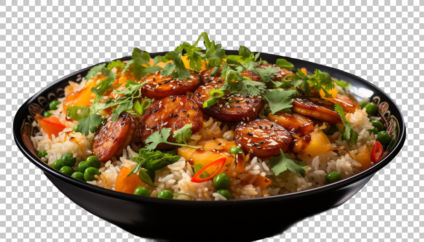 High-quality shrimp fried rice clipart png, tasty seafood, flavorful rice