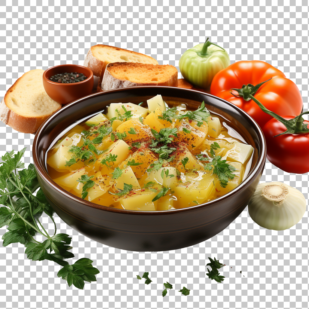 Soup broth vegetables bowl warm food png, comforting aroma, wholesome ingredients