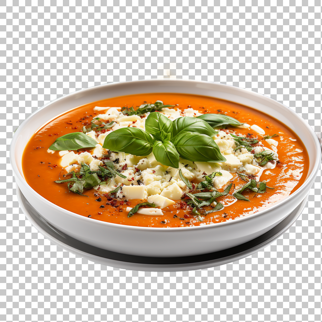 Homemade Tomato Basil Soup PNG, Comforting Meal, Savory Goodness