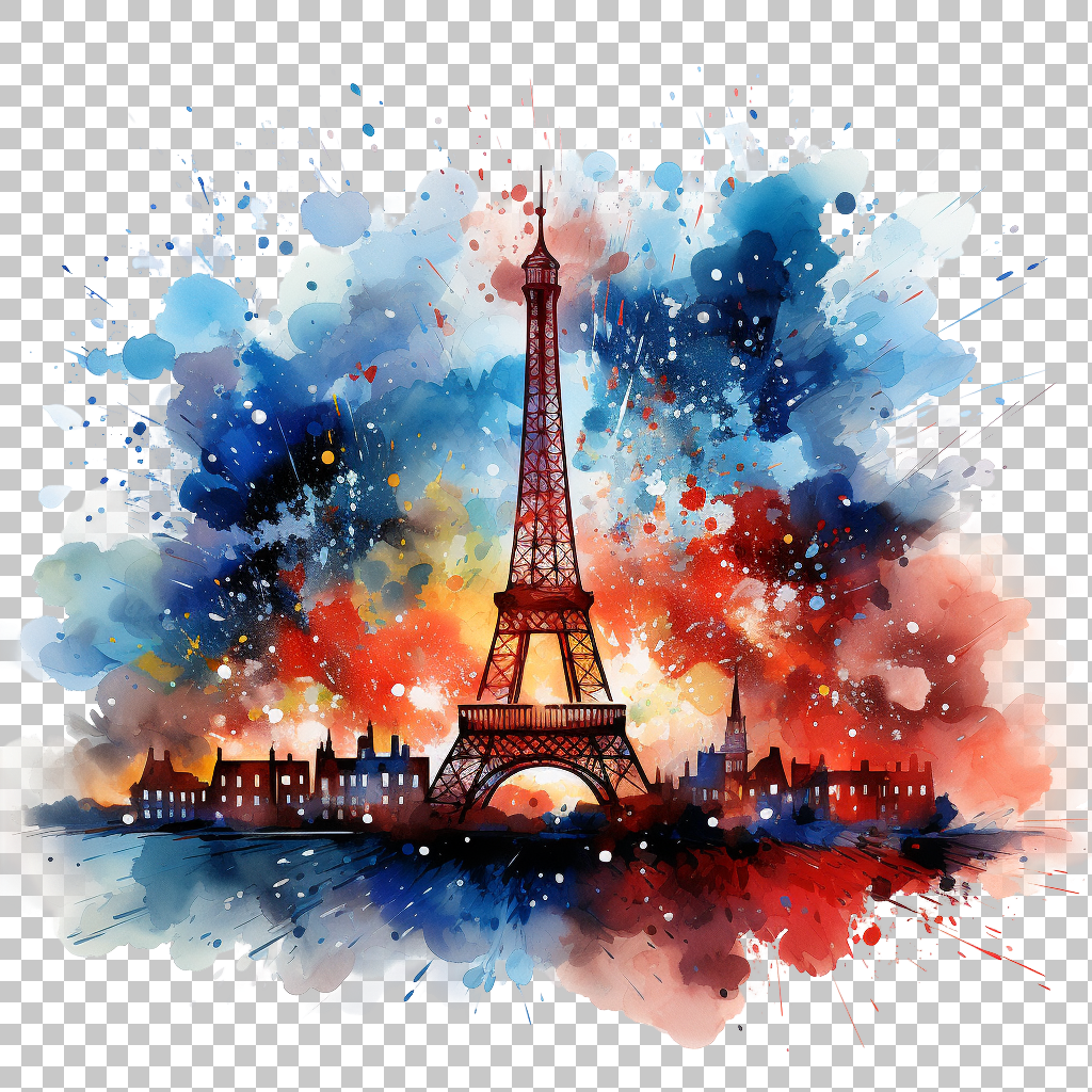 Bastille Day Fireworks png, French Flag Colors, Cultural Celebration