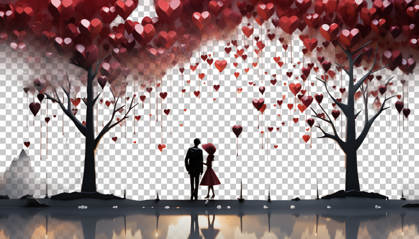 Valentine Day png, Heart-Shaped Balloons, Love Decorations