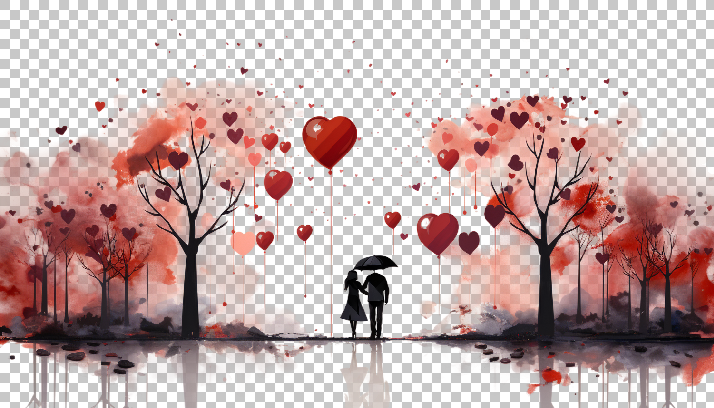 Valentine Day png, Affectionate Embrace, February Romance