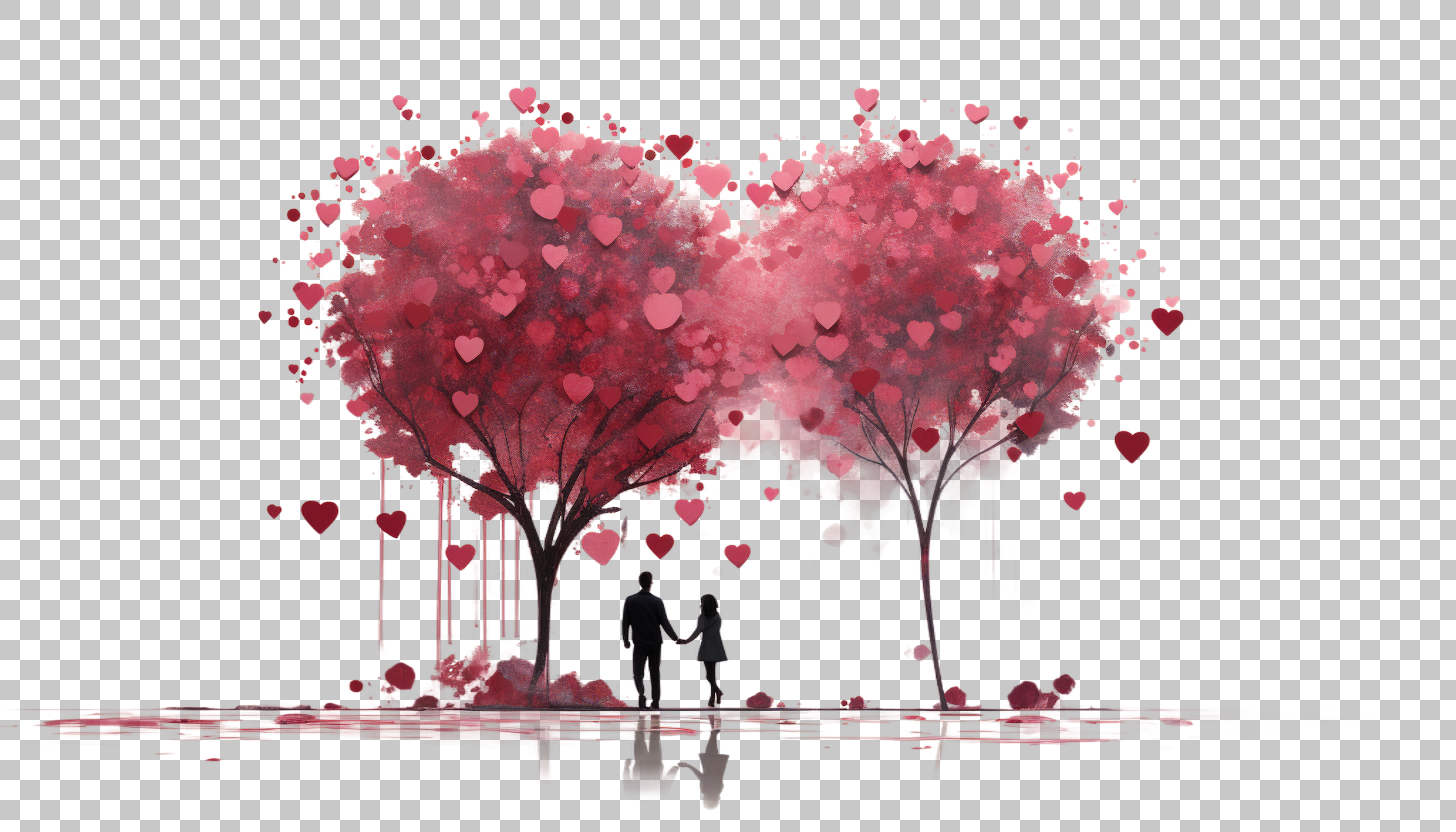 Valentine Day png, Hearts and Flowers, February Holiday