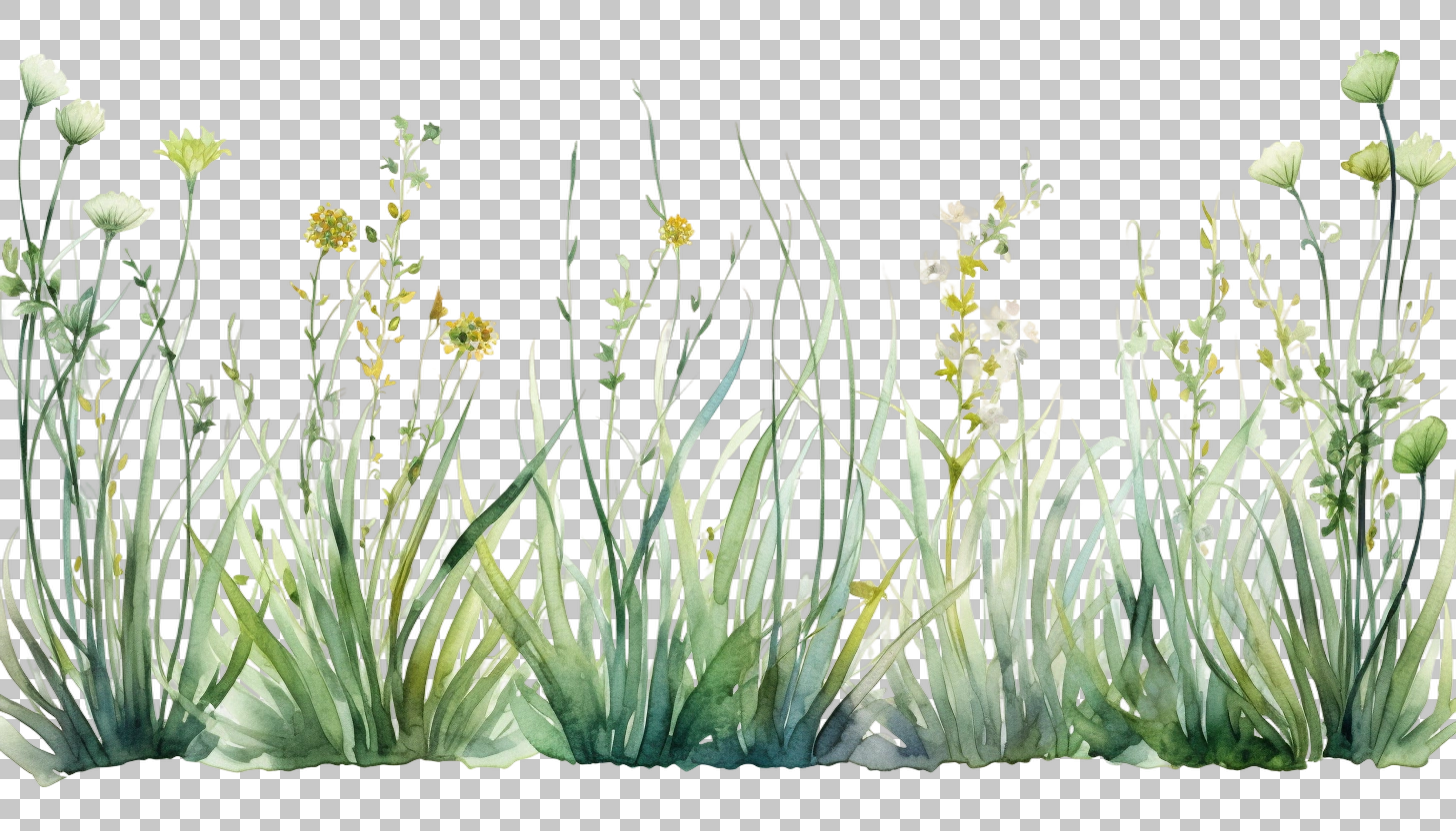 Watercolor Grass Border Set png, Vintage Border, Nature Art