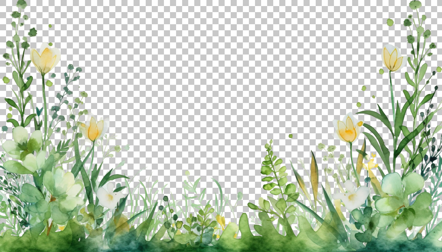 Watercolor Grass Border Frame png, Hand-painted Grass, Artistic Theme