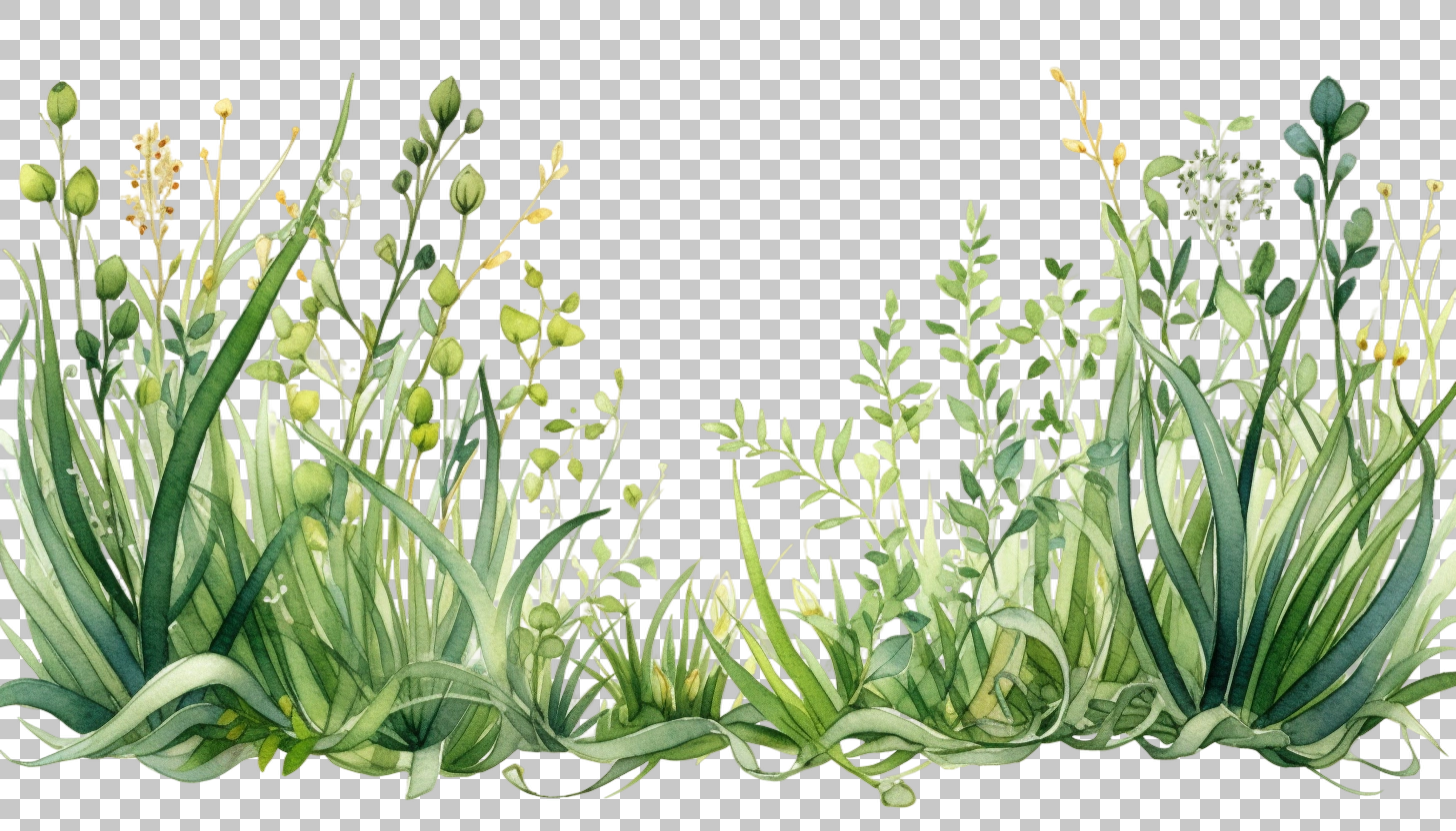 Watercolor Grass Border Frame png, Vintage Greenery, Artistic Element