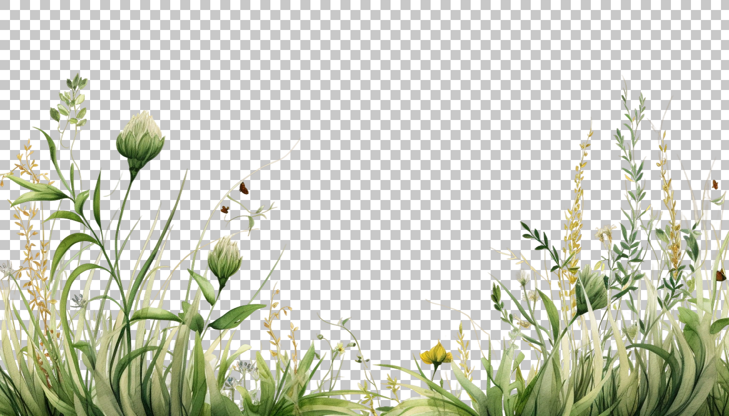 Watercolor Grass Border Frame png, Botanical Illustration, Garden Theme