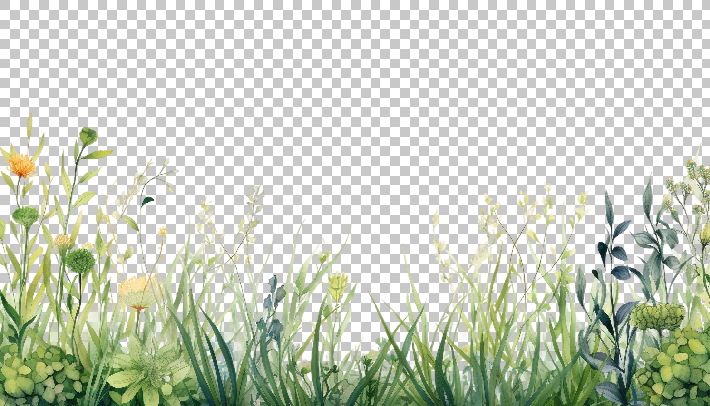 Watercolor Grass Border Frame png, Greenery Set, Nature Art