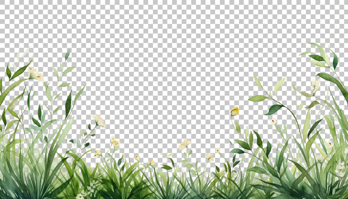 Watercolor Grass Border Frame png, Grass Illustration, Decorative Design