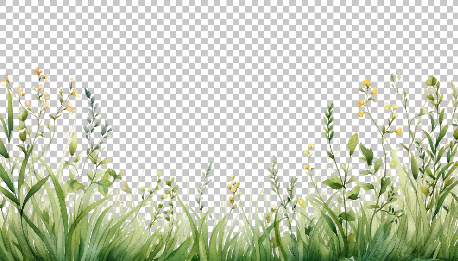 Watercolor Grass Border Frame png, Decorative Grass, Nature Art