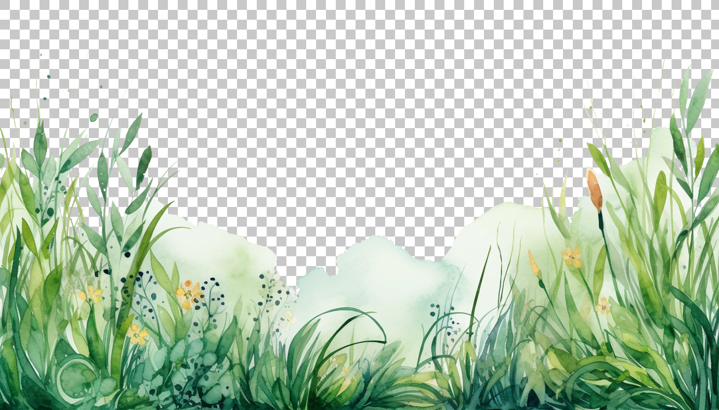 Watercolor Grass Border Frame png, Hand-painted Border, Nature Illustration