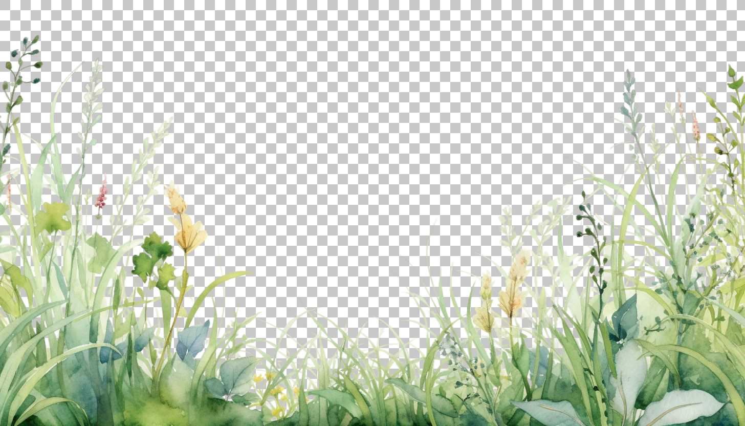 Watercolor Grass Border Frame png, Greenery Vector, Decorative Design