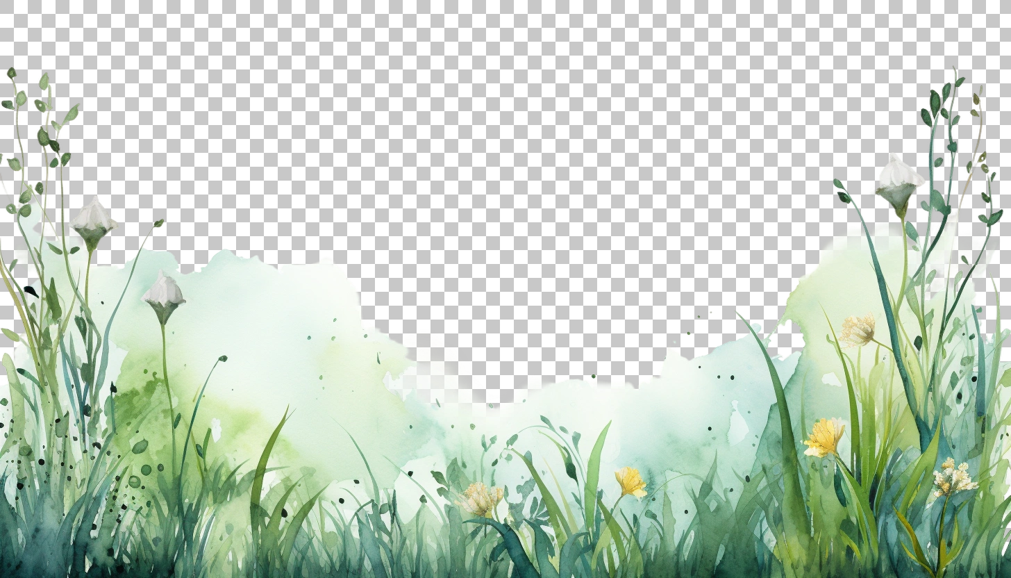 Watercolor Grass Border Frame png, Botanical Greenery, Nature Art